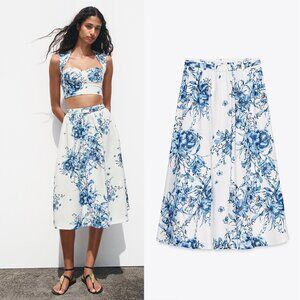 NEW ZARA floral print skirt 5039